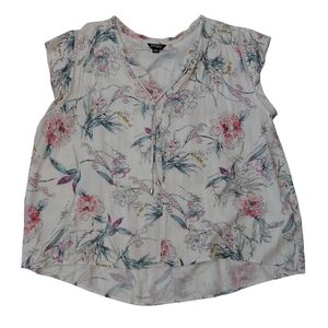 Buffalo David Bitton White Floral Tie-Front V-Neck Top